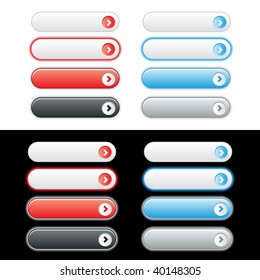 Red and Blue web button set with rollover options. Easy to change colors.