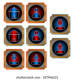 Red and blue web buttons