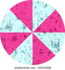 Red / blue wheel in spots. Shabby circle. Color icon.
