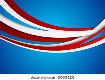 Red, blue and white abstract corporate wavy background. Vector modern design