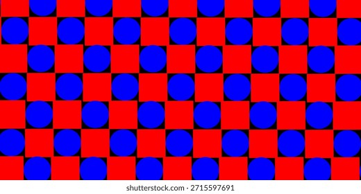 Fondo rojo, azul y blanco, bloque de cubo Pequeño, tablero de ajedrez con patrón de repetición sin fisuras cuadrado azul punto rojo, diseño de Imagen repleto para impresión de tela o Fondo de pantalla, pared abstracta azul
