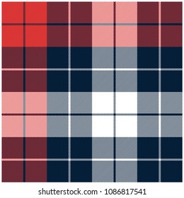 Red Blue and White checkered plaid seamless pattern. Adjustable colors.