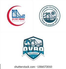 red blue white circle bridge ball shield badge logo design concept vector suitable for sport recreation competition industrial 