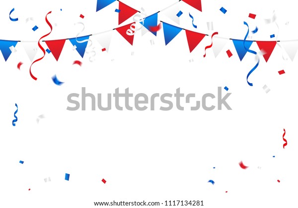 Red Blue White Confetti Streamer Ribbon Stock Vector (royalty Free 