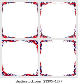 Red Blue White Flag Frame Social Media Banner Template for Independence Day. American. Russian. Holland
