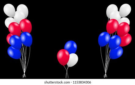 Red, blue and white flying balloons. Vector illustration EPS10