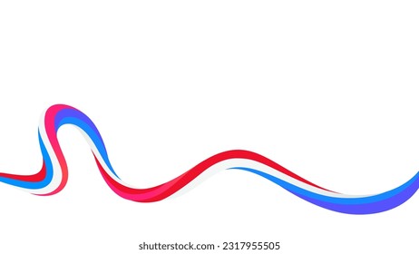 Red blue white motion ribbon sound wave abstract vector background