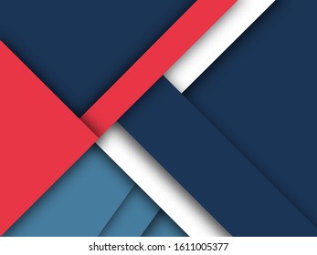 Red, Blue and White Paper Overlapping Material Background.
