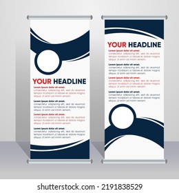 Red blue white Roll up brochure flyer banner design template vector, abstract background, modern x-banner, rectangle size