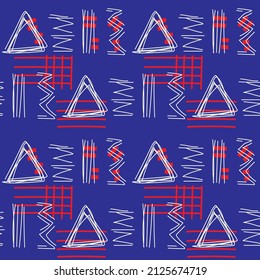 red blue white seamless repeat abstract geometric pattern for background for triangular wrapping paper fabric background Stock Vector Images