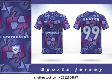 Red blue white sports jersey template design,abstract geometric texture pattern
