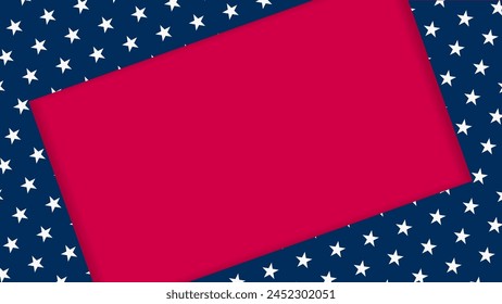 Rot Blau Weiß Stern Farbe Rahmen Banner Leere Mock Up Blank Fahne Vereinigte Staaten USA US Land. Vektorillustration für das Feierdesign der USA. Nationaldemokratie Unabhängigkeit Patriotismus Präsident