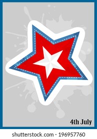 Red blue white star with splash on Grey Background