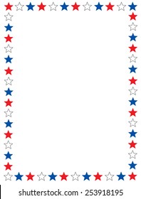 Red Blue And White Stars 4th Of July Border / Frame