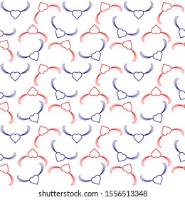 red and blue winged heart pattern design