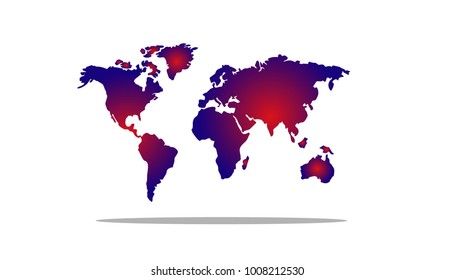 red and blue world map vector
