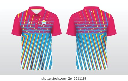 red blue and yellow background for sport polo shirt sublimation jersey template