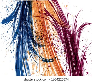 red blue yellow brush pattern abstract background or templates on white background