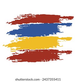 Red, blue yellow brush stroke vector design on isolated white background brush Art  Illustration