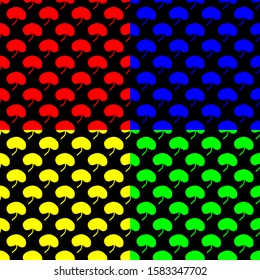 Red, Blue, Yellow and Green colored Leaves with White background is in seamless pattern