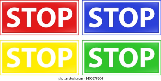 Red, blue, yellow and green vector stop signs