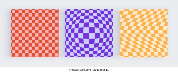 Red, blue and yellow groovy square retro design for social media backgrounds