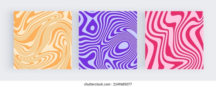 Red, blue and yellow groovy wavy lines retro design for social media backgrounds
