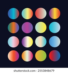 Red Blue Yellow Orange Multicolor Circle Shape Gradient Color Paletter. Color gradient palette in the form of circles.