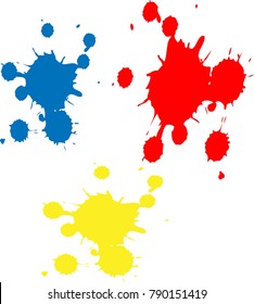 Red Blue And Yellow Paint Splashes