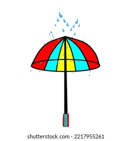 red blue and yellow umbrella vector, with water effect on it, white background