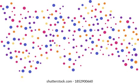 Pancarta roja, azul, amarilla, roja vectorial roja con un conjunto de círculos, puntos. Fondo De Donuts. Plantilla de diseño creativo. Ilustración tecnológica a medio tono.