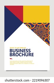 Red, blue, and yellow vector cover with 3d colorful circle pattern. Suitable for annual report, business brochure, magazine, certificate, book, publication, template, catalog, and company profile.