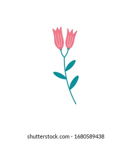 Red bluebell flower flat vector illustration isolated on a white background.