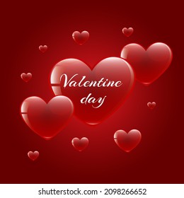 Red Blur Hearts Valentine day background. Vector illustration EPS10