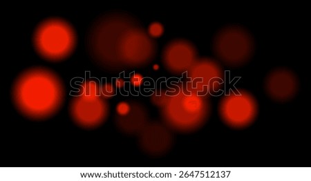 Red blurred bokeh circles on black background with soft glow, imitating distant lights or defocused highlights in low-light environment.