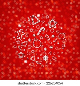 Red Blurred New Year Card With Gradient Mesh, Vector Illustration