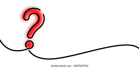 Red blurred question mark drawn by single line. Vector illustration.