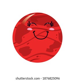 red and blush kawaii planet of space futuristic and cosmos theme Vector illustration