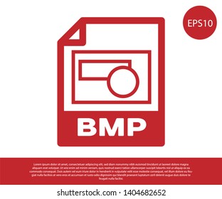 Red BMP file document icon. Download bmp button icon isolated on white background. BMP file symbol. Vector Illustration