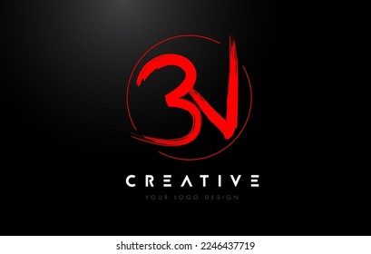 Red BN Brush Letter Logo Design. Artistic Handwritten Brush Letters Logo Concept Vector. 