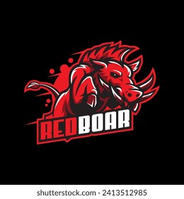 red boar e sport or club logo vector concept