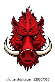 Red boar head for tattoo, sport team mascot or wildlife design