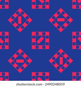 Icono de juego de Tablero rojo aislado patrón sin fisuras sobre fondo azul.  Vector