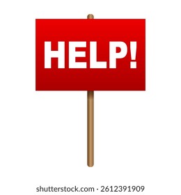 red board sign with word HELP.Vector illustration.