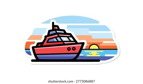 A red boat floating on water