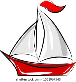 Barco rojo, ilustración, vector sobre fondo blanco.