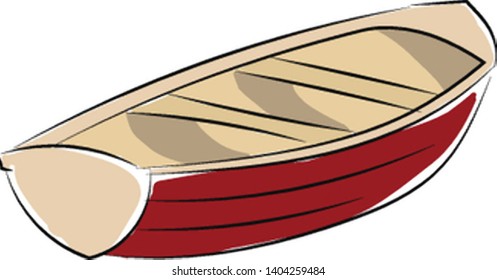 Red boat, vector, color drawing or illustration. 