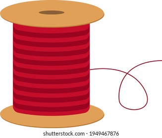 Red bobbin, illustration, vector on white background.