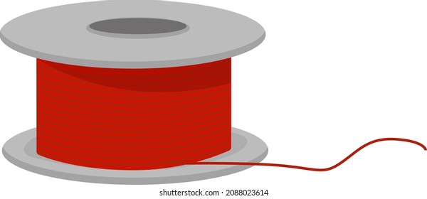 Red bobbin, illustration, vector on a white background.