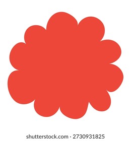 Red bobble, yarn pompom, decorative ball isolated on transparent background. Hand drawn flat vector illustration. Seasonal design element, winter clothes decoration, knitting clip art